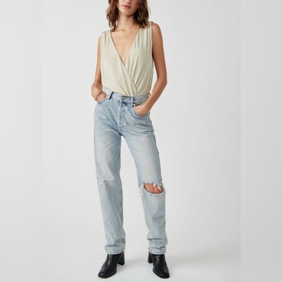 Free People Tops - Free People Night Owl Bodysuit In Morning Oat Size Large New